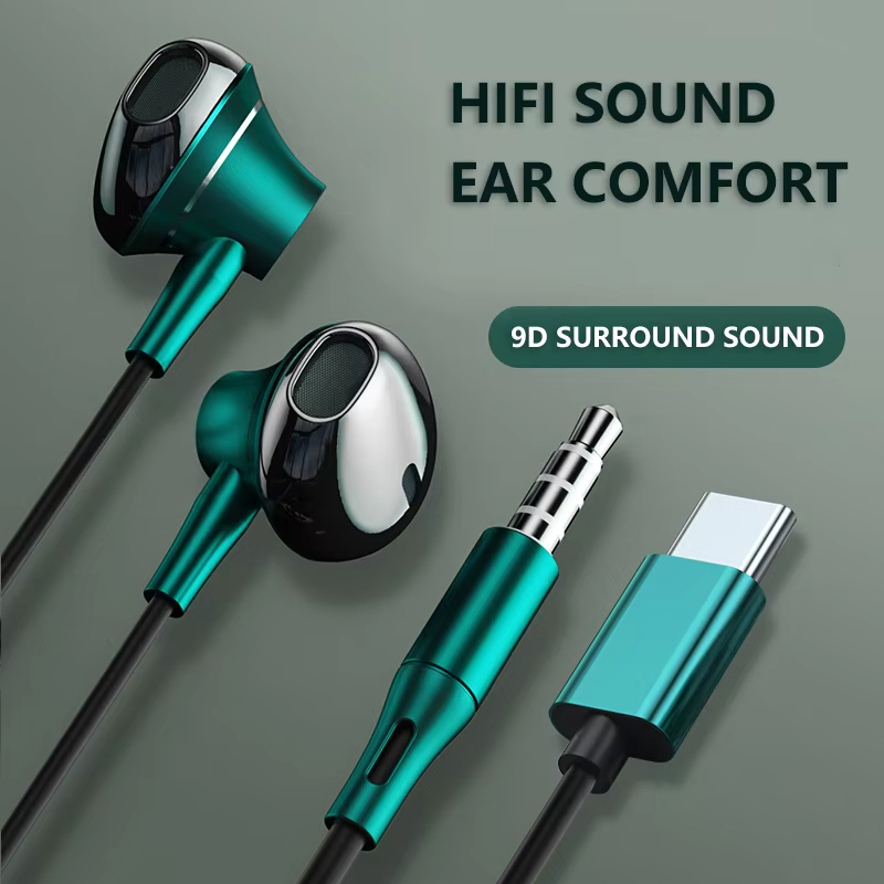 9D басовые стерео наушники тип – обзор и цена Type C Wired Earphones With Mic