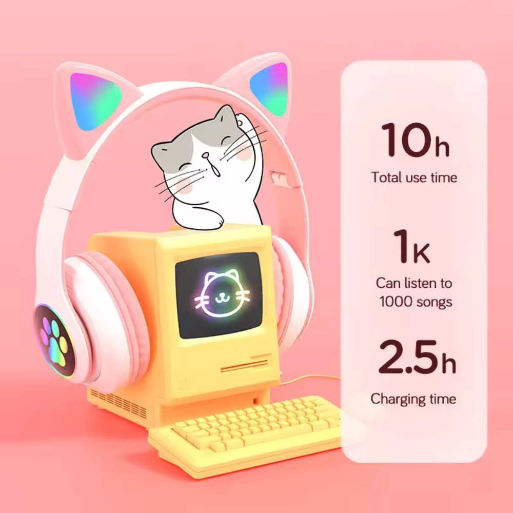 Складные беспроводные Bluetoot – обзор и цена Cat Ear Bluetooth Headset Led