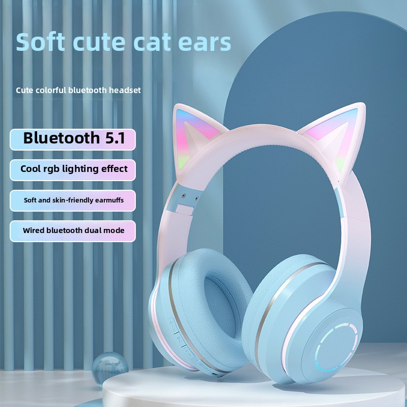 Новая популярная беспроводная  – обзор и цена Cat Ear Bluetooth Headset Led